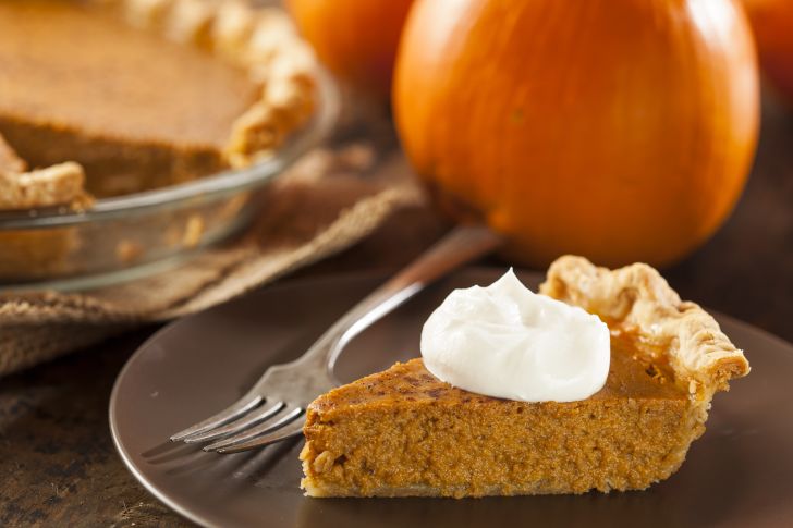 Slice of pumpkin pie.