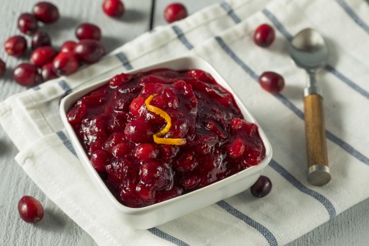 Dish of cranberry sauce.