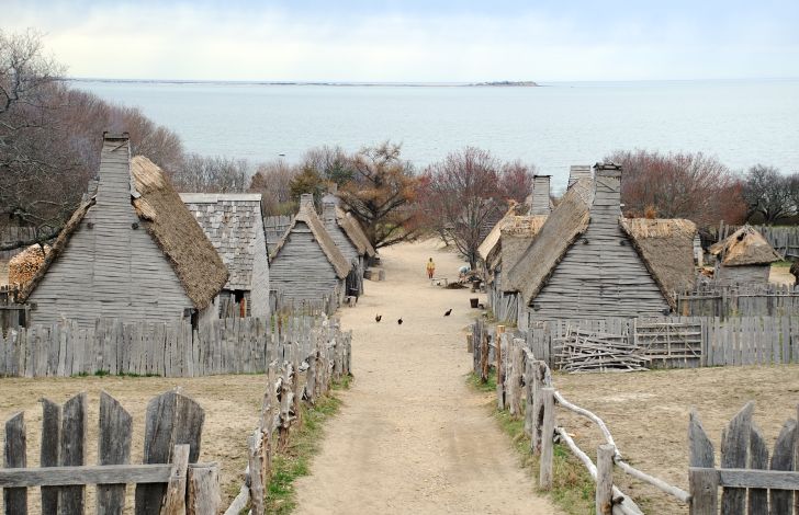 A recreation of the Pilgrims' first settlement