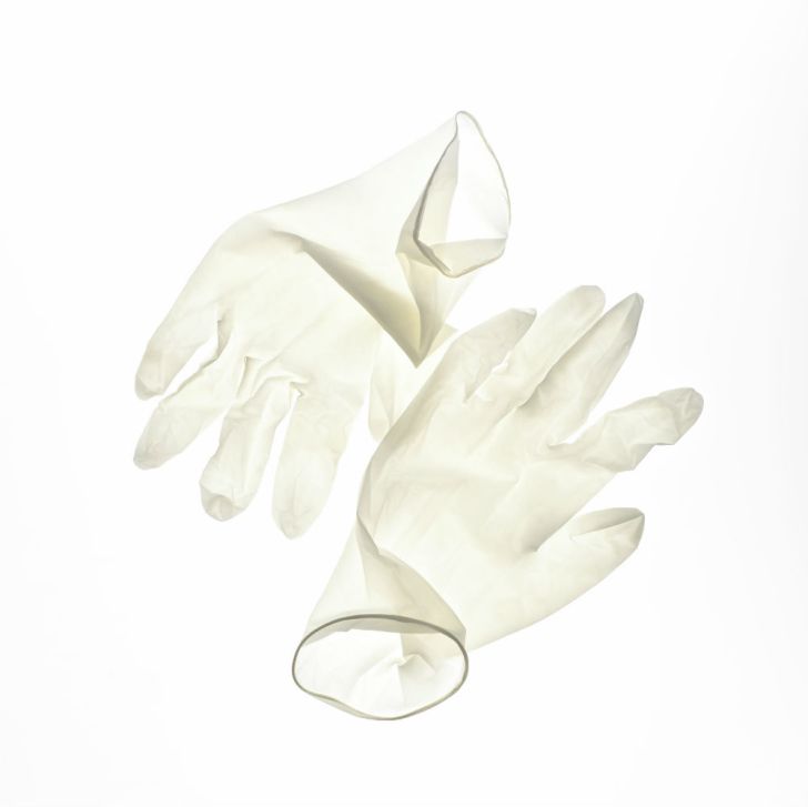 A pair of surgical gloves