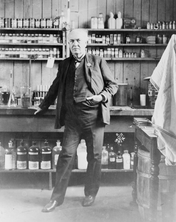 A picture of Thomas Edison in a laboratory. A picture of Thomas Edison in a laboratory.