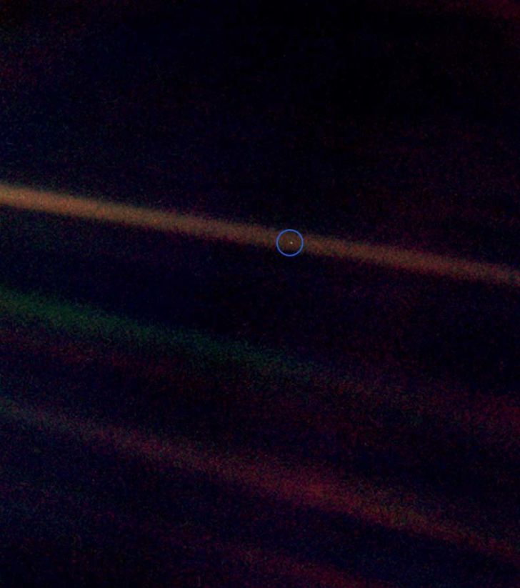 NASA's Pale Blue Dot photo from 1990. NASA's Pale Blue Dot photo from 1990.