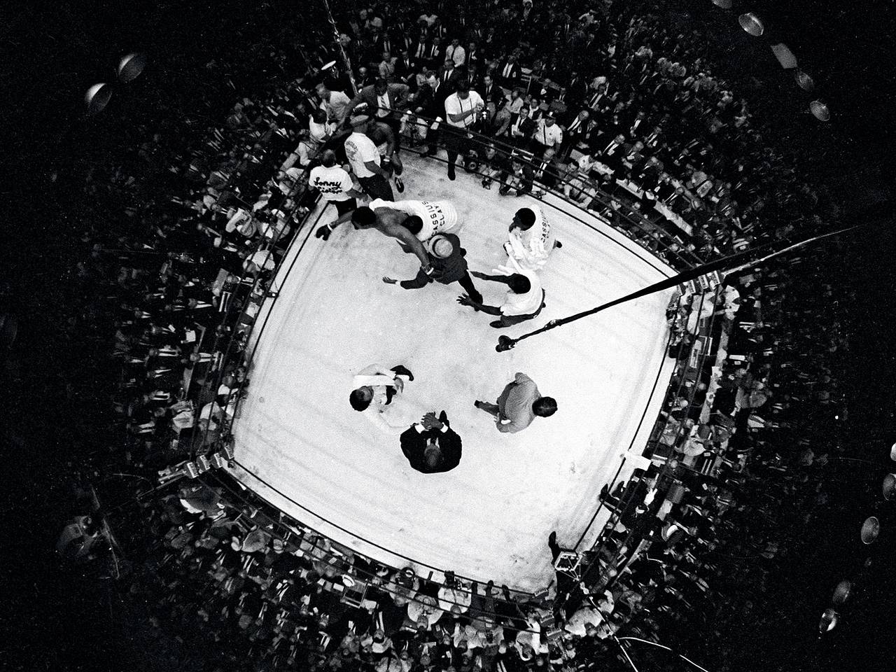 Overhead view of the ring after Clay beat Liston