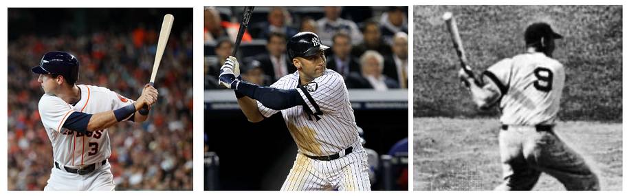 Kyle Tucker, Derek Jeter and Ted Williams stances