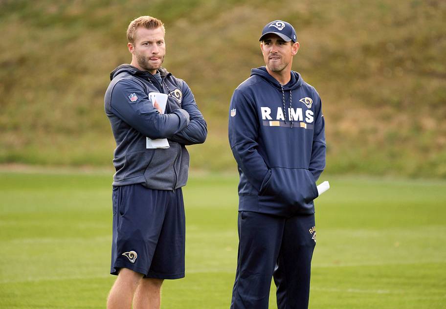 Sean McVay standing with Matt LaFleur in 2017.