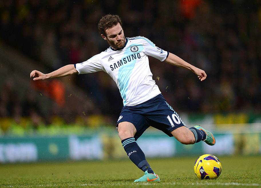 Chelsea's Juan Mata opens the scoring against Norwich City at Carrow Road. 