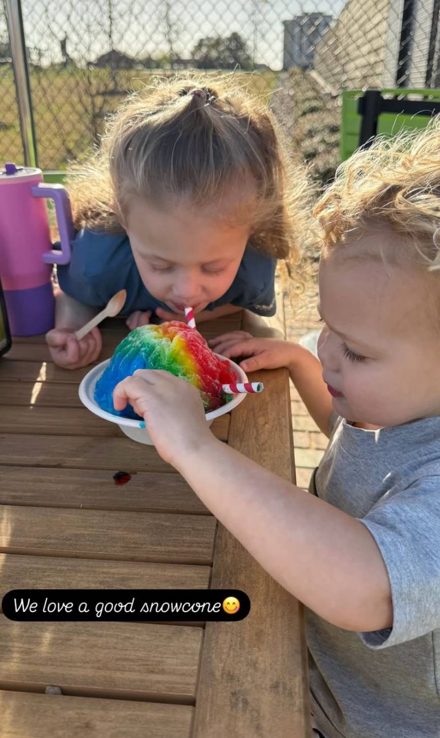 Brittany Mahomes has kids date without baby Golden crushing snow cone