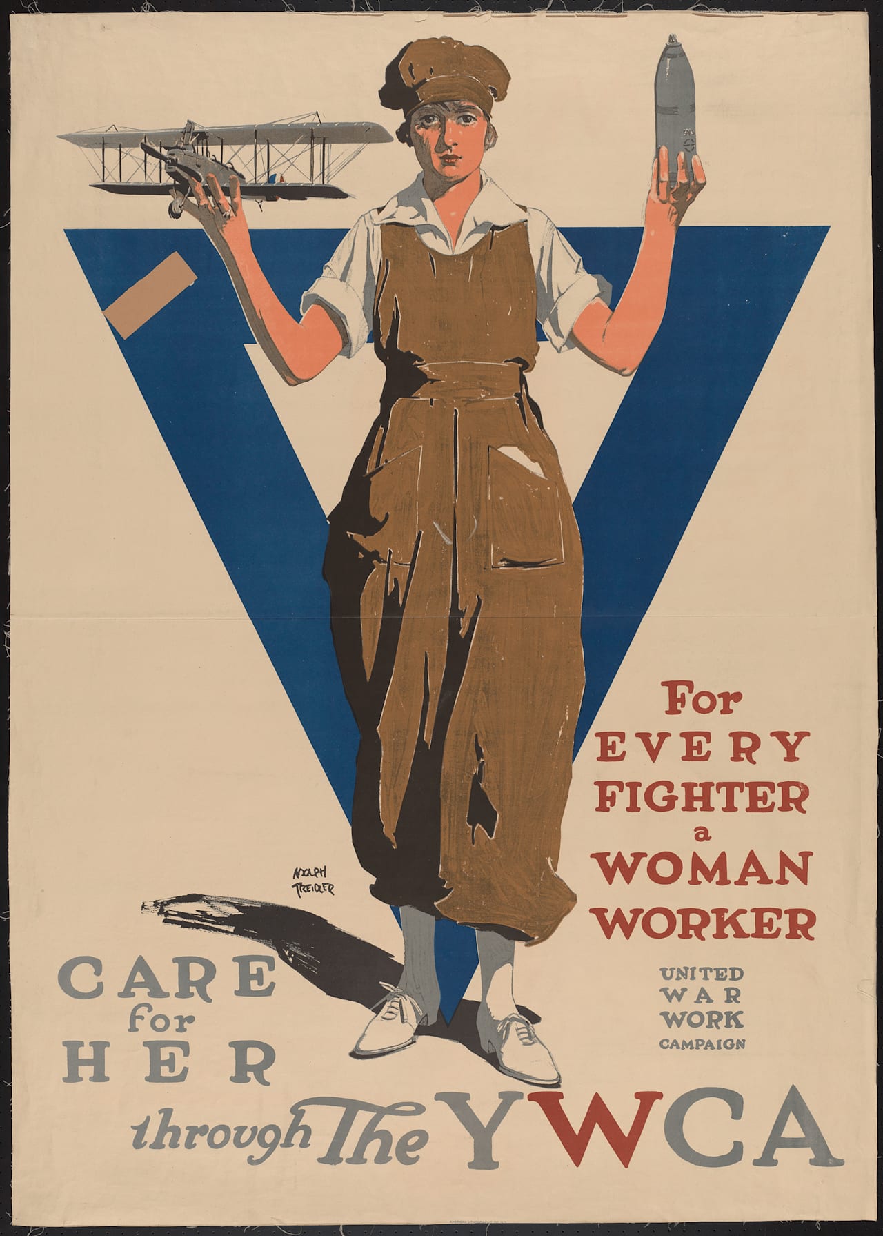 11. “FOR EVERY FIGHTER A WOMAN WORKER” BY ADOLPH TREIDLER, C. 1918