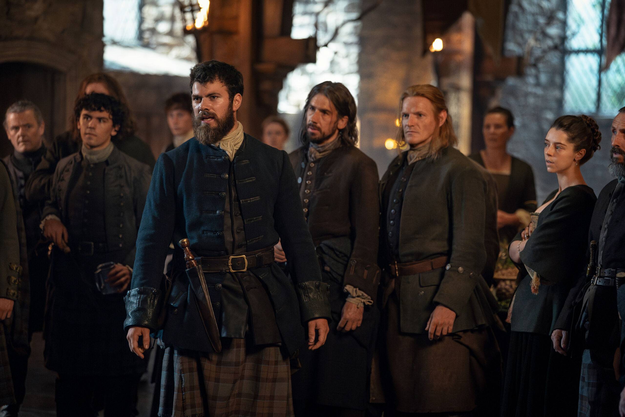 Sam Retford (“Dougal MacKenzie”) and Bobby Rainsbury (“Maura Grant”) in Outlander: Blood of My Blood season 2 episode 2.