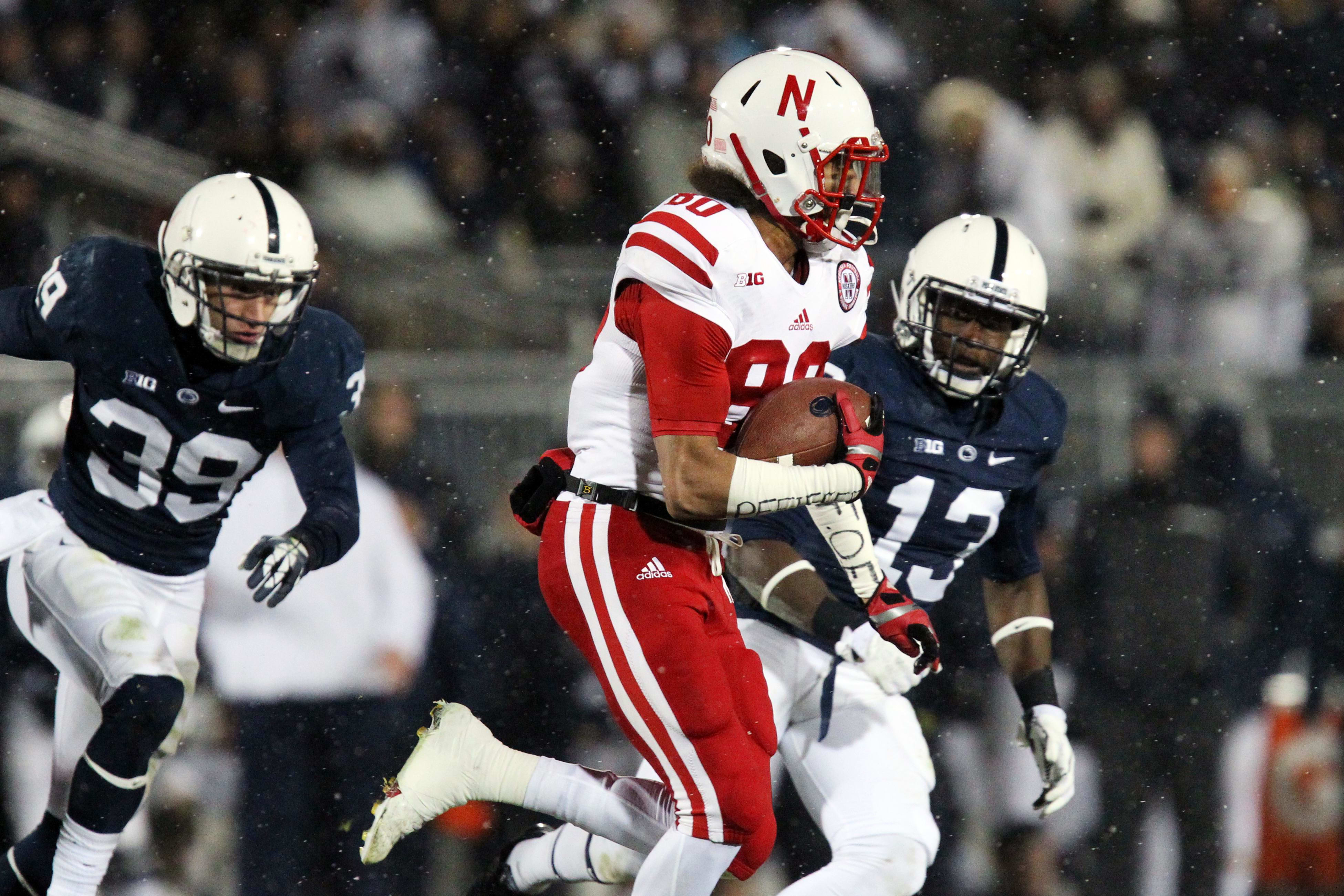 Kenny Bell returns a kickoff 99 yards for a touchdown against Penn State in 2013. Nebraska won 23-20 in overtime.