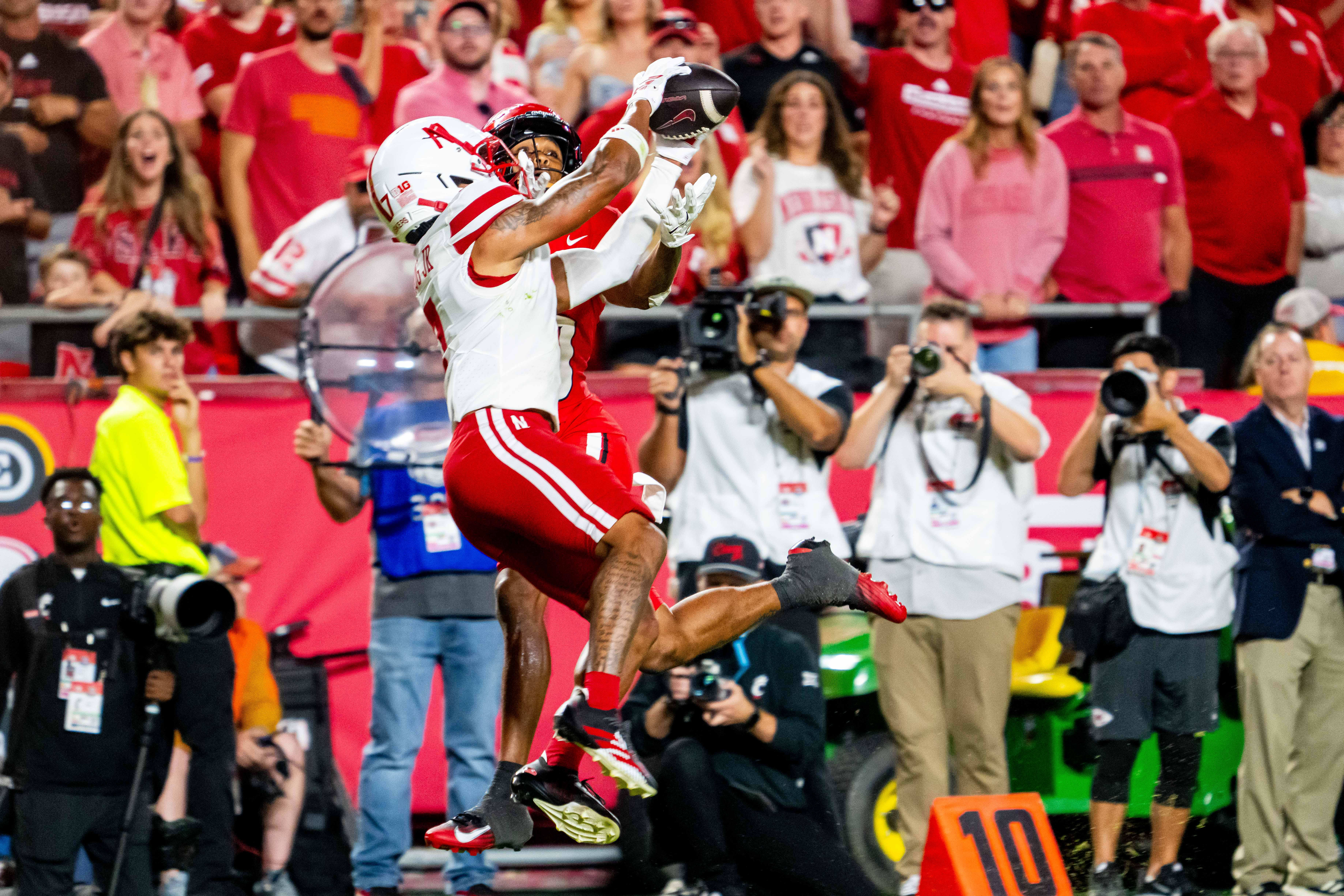 Nebraska defensive back Malcolm Hartzog Jr. makes game-saving interception vs. Cincinnati.