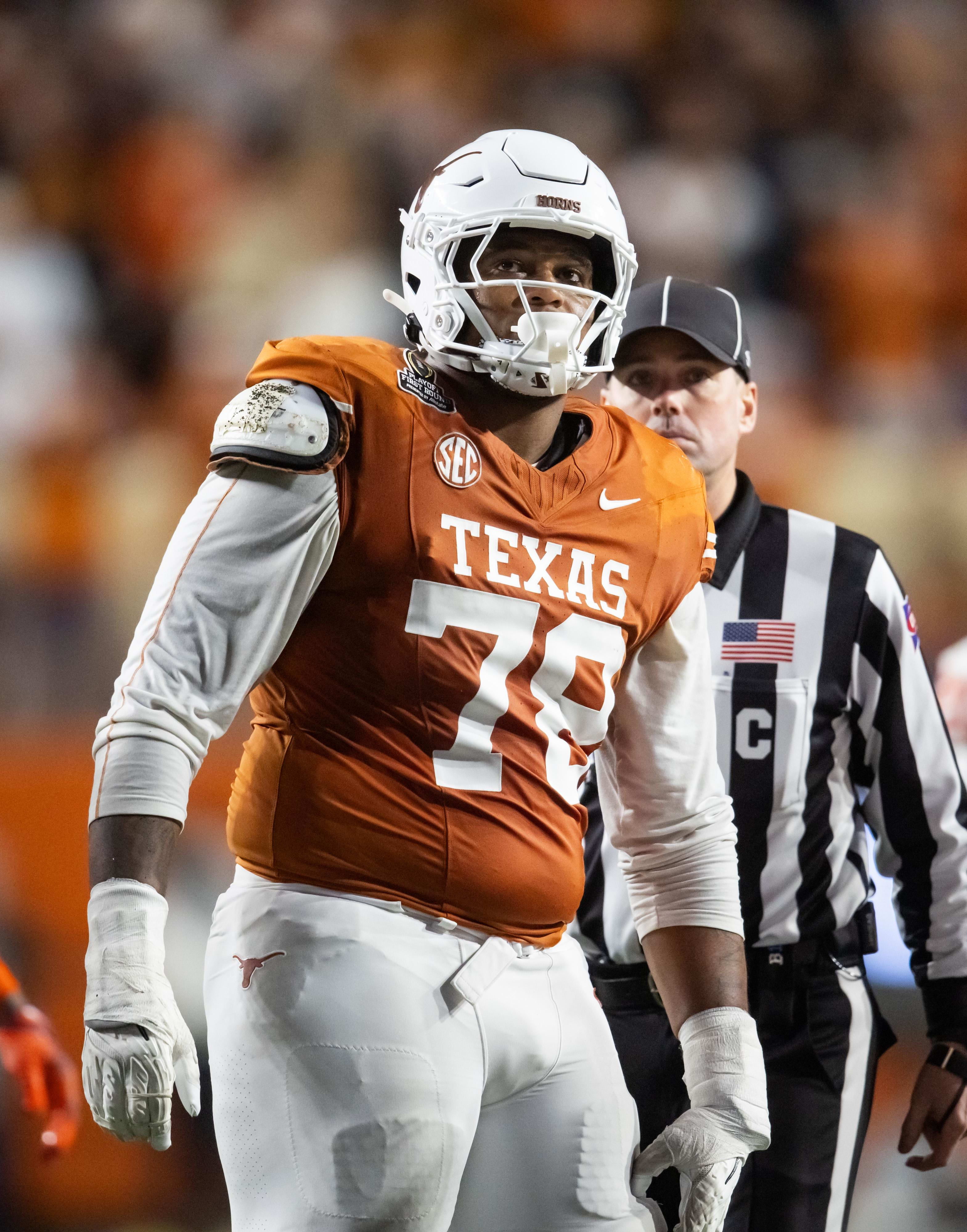 Texas Longhorns offensive lineman Kelvin Banks Jr. against the Clemson Tigers.