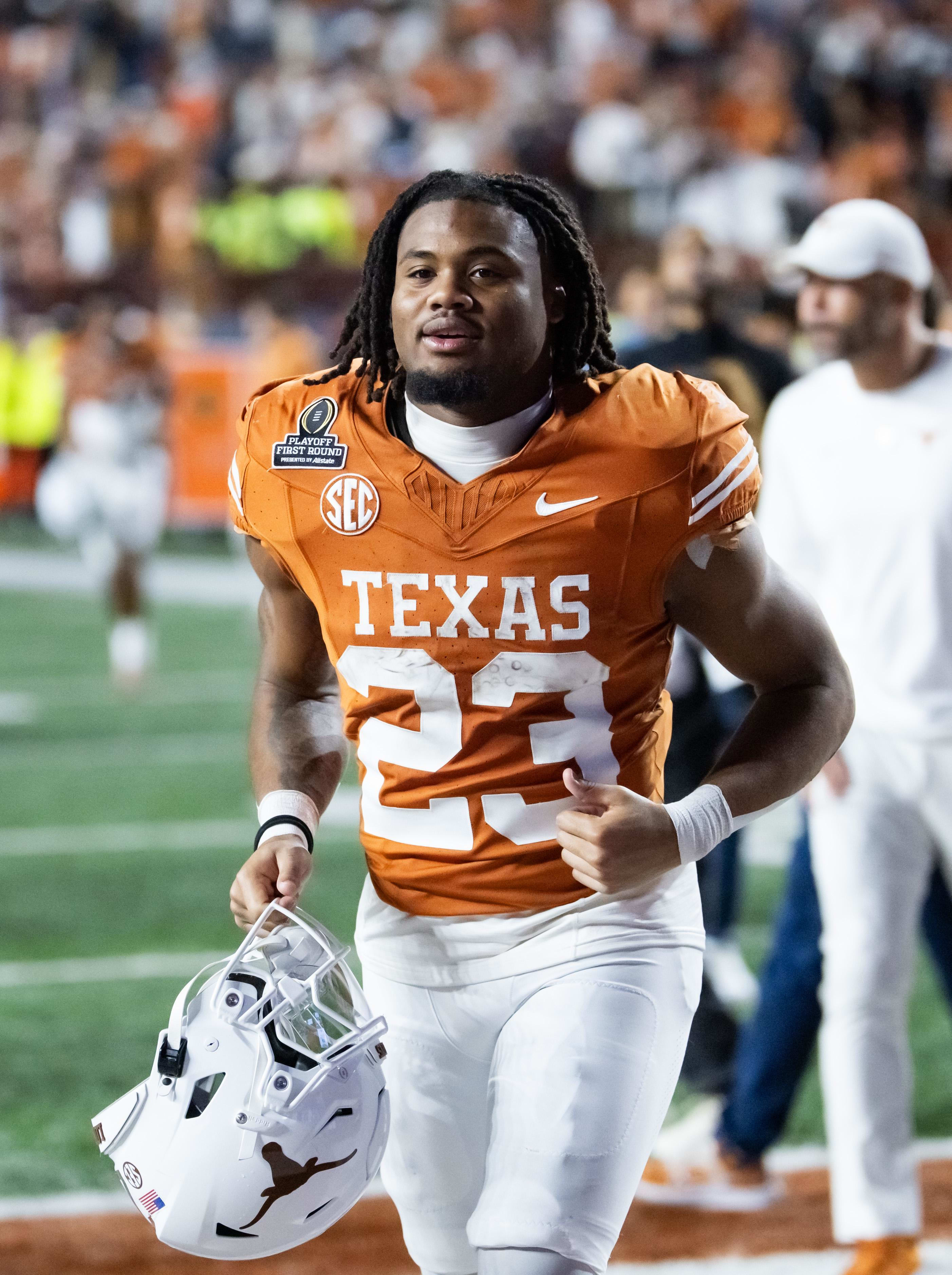 Texas Longhorns running back Jaydon Blue against the Clemson Tigers during the CFP National playoff