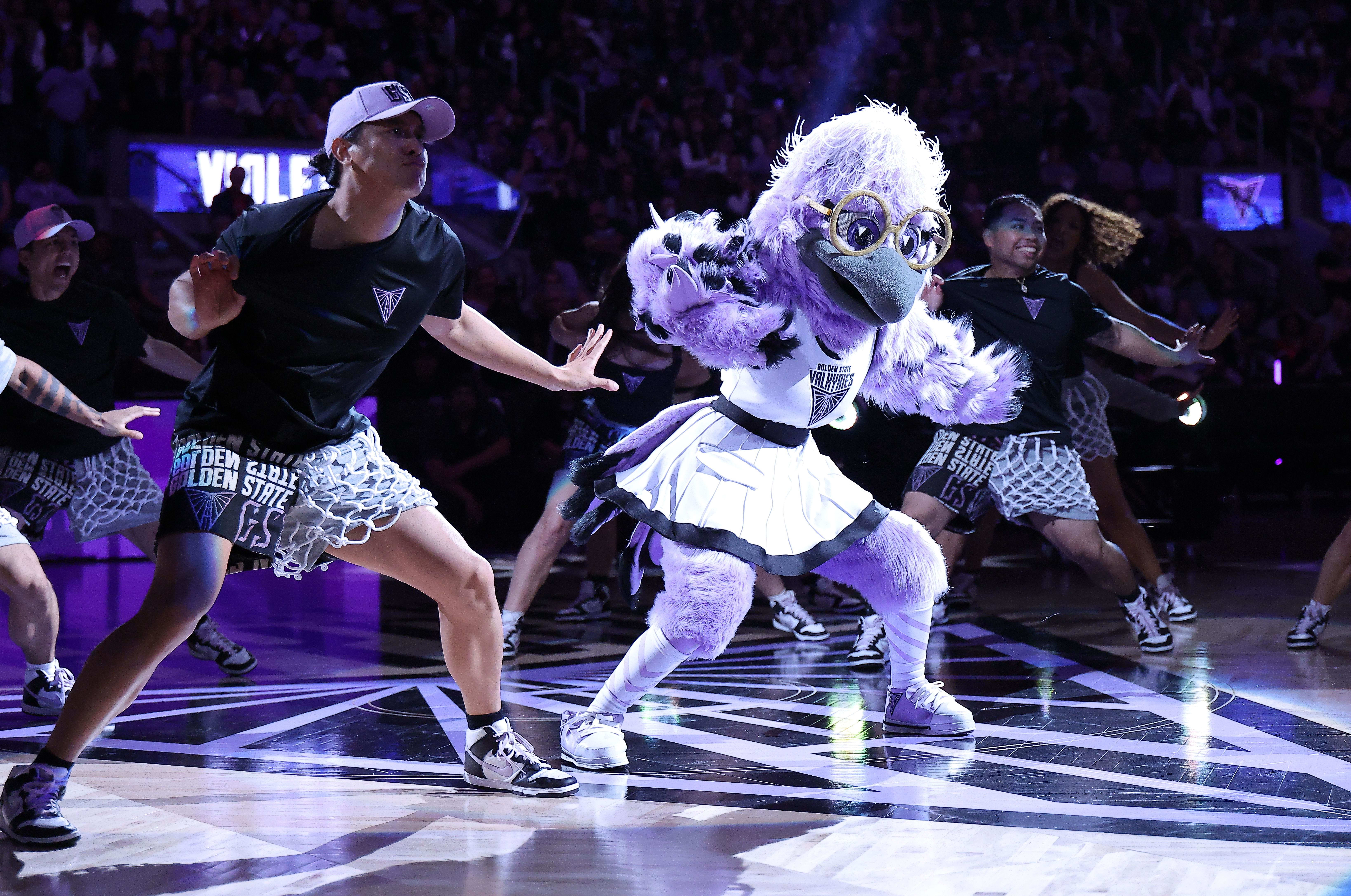 The Golden State Valkyries mascot Violet