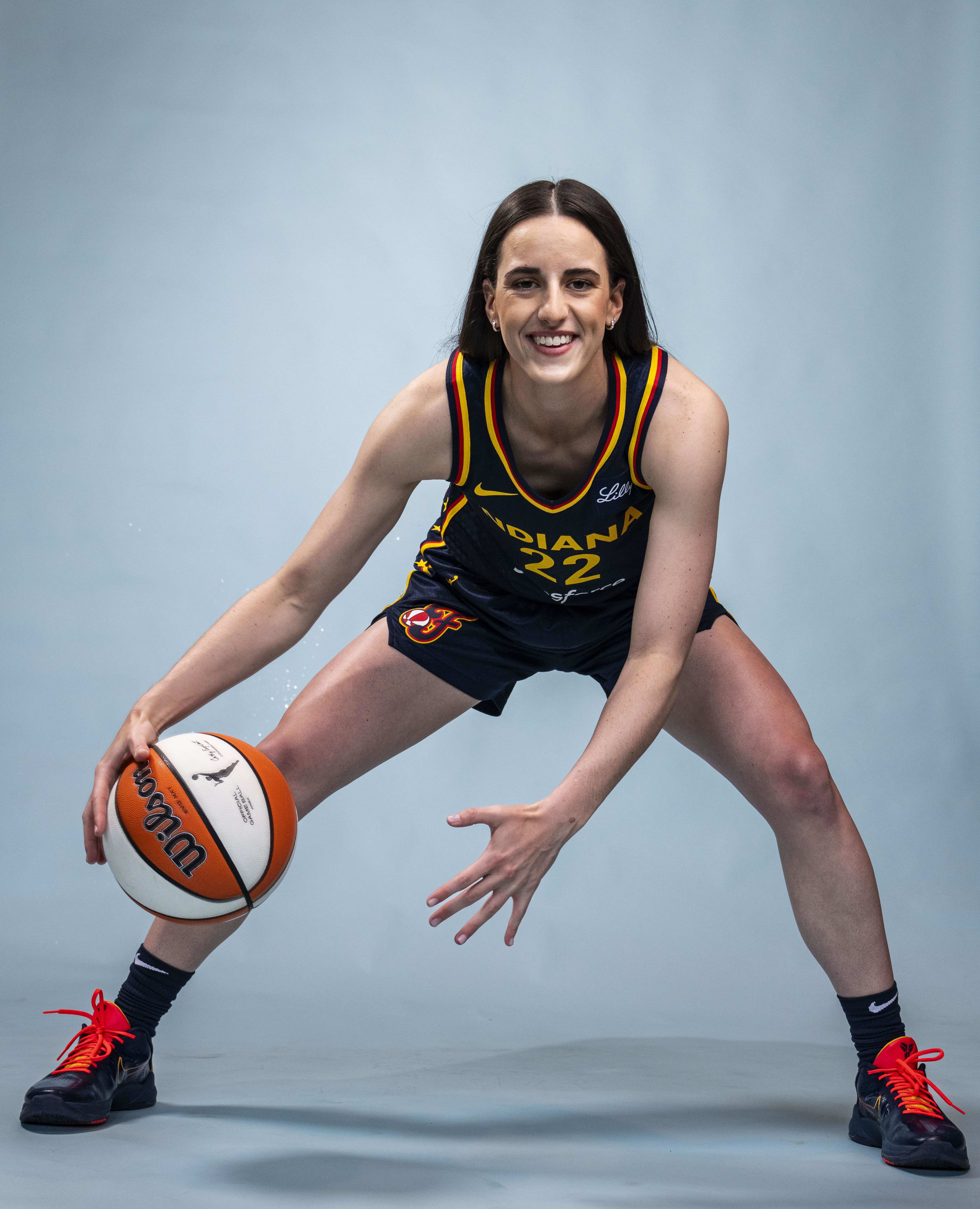 Indiana Fever guard Caitlin Clark poses for a photo during the Indiana Feverduring media day at Gainbridge Fieldhouse. 
