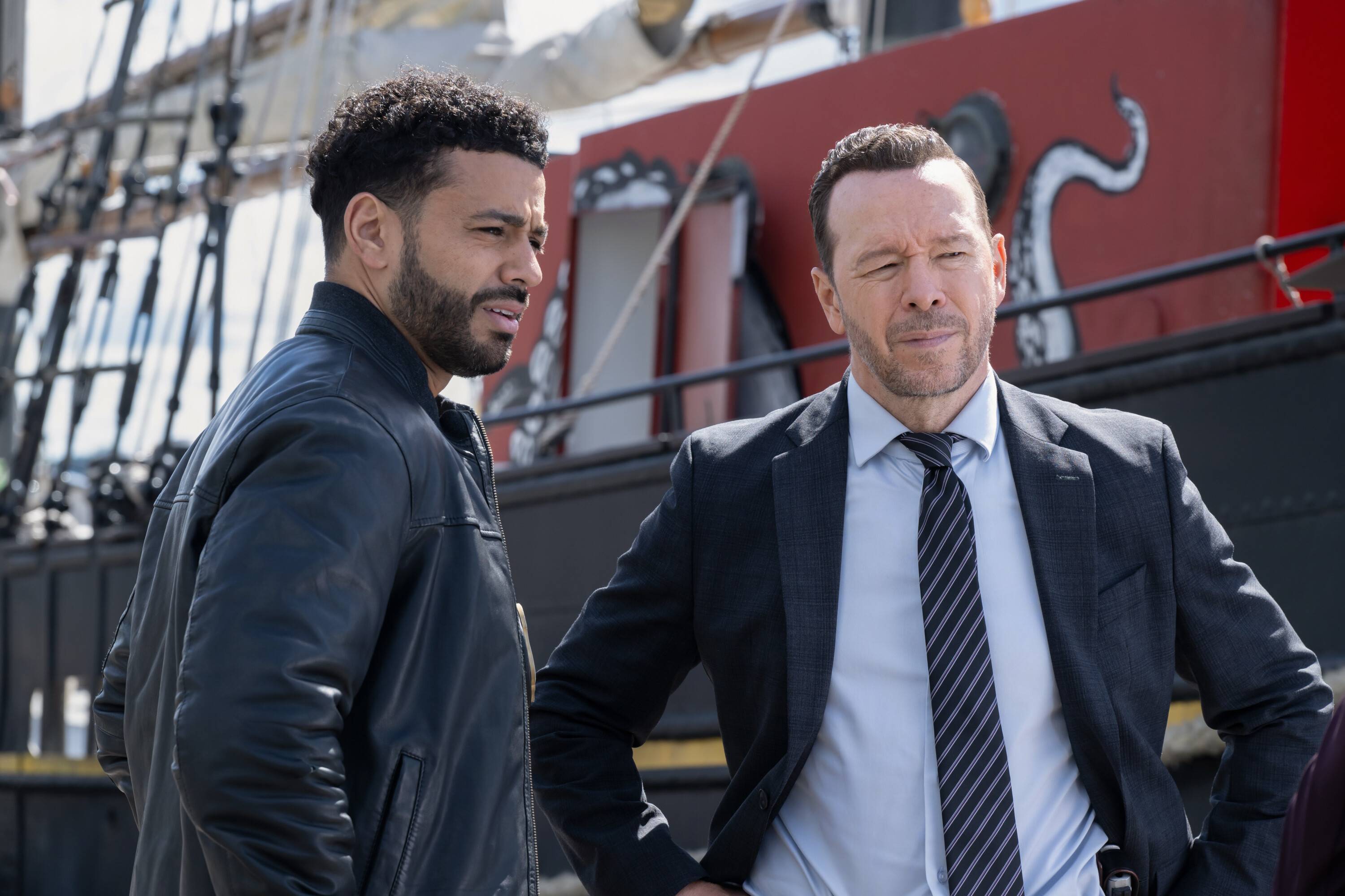 Pictured (L-R): Ryan Broussard as Det. Brian Rodgers and Donnie Wahlberg as Danny Reagan 