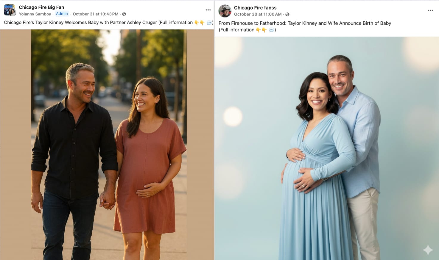 Fake social media posts suggested Taylor Kinney and his wife had welcomed a child