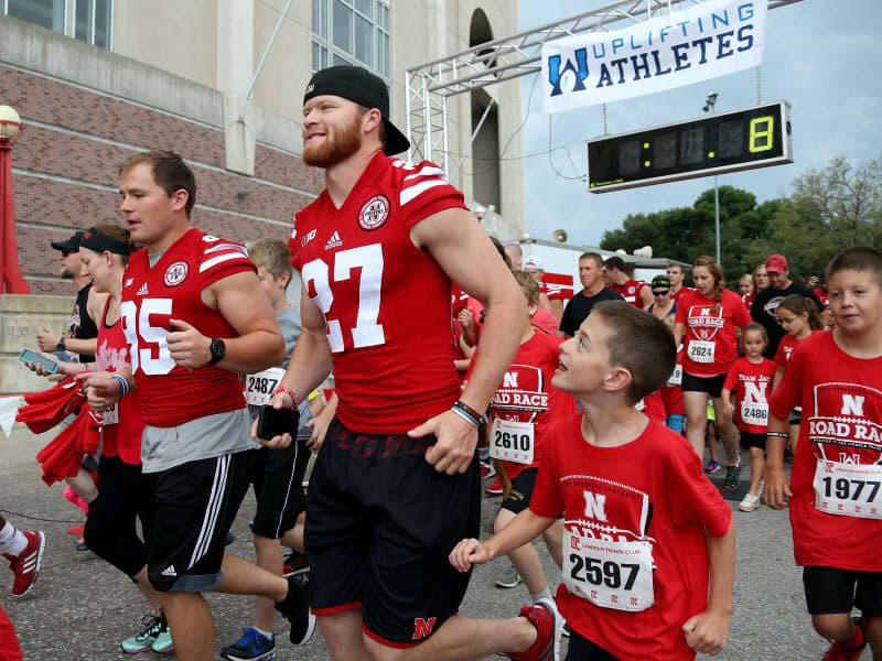 Sam Foltz during the 2016 Nebraska Football Road Race. He died just a week later in an auto accident.