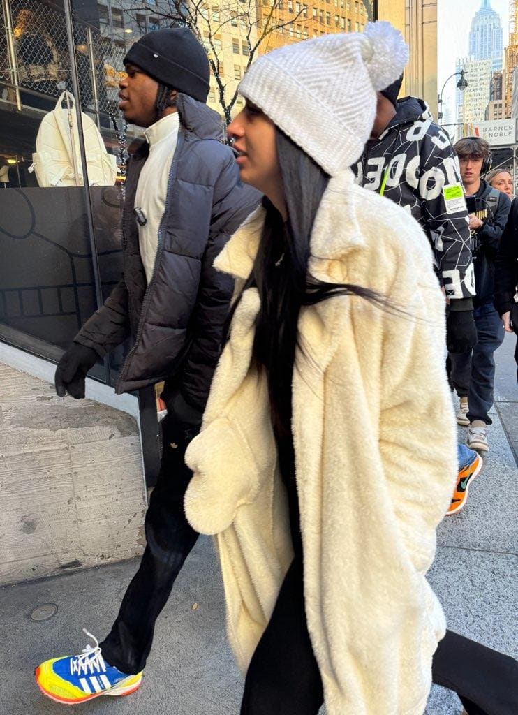 Travis Hunter and girlfriend at Adidas 