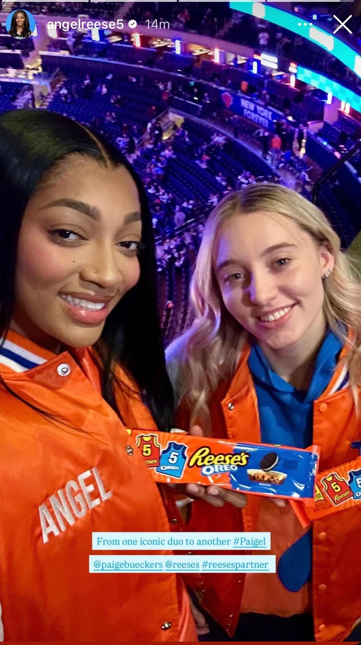 Angel and Paige showing off the new Reeses's oreo cup