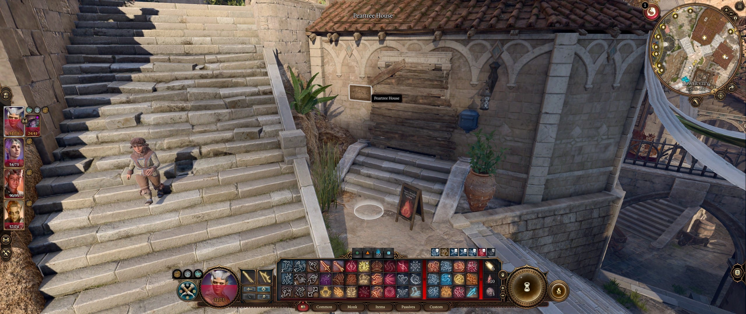 A house with a boarded-up door in Baldur's Gate 3