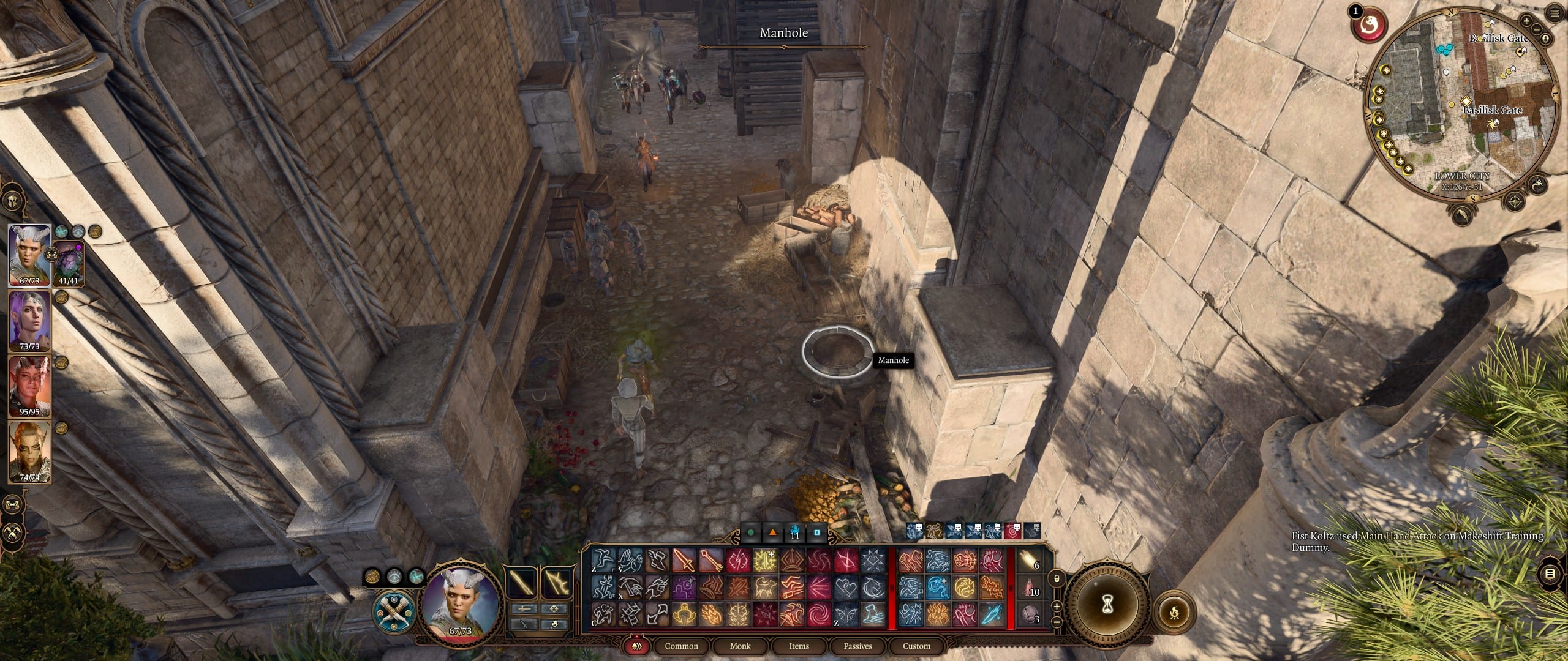 A street next to a large building in Baldur's Gate 3