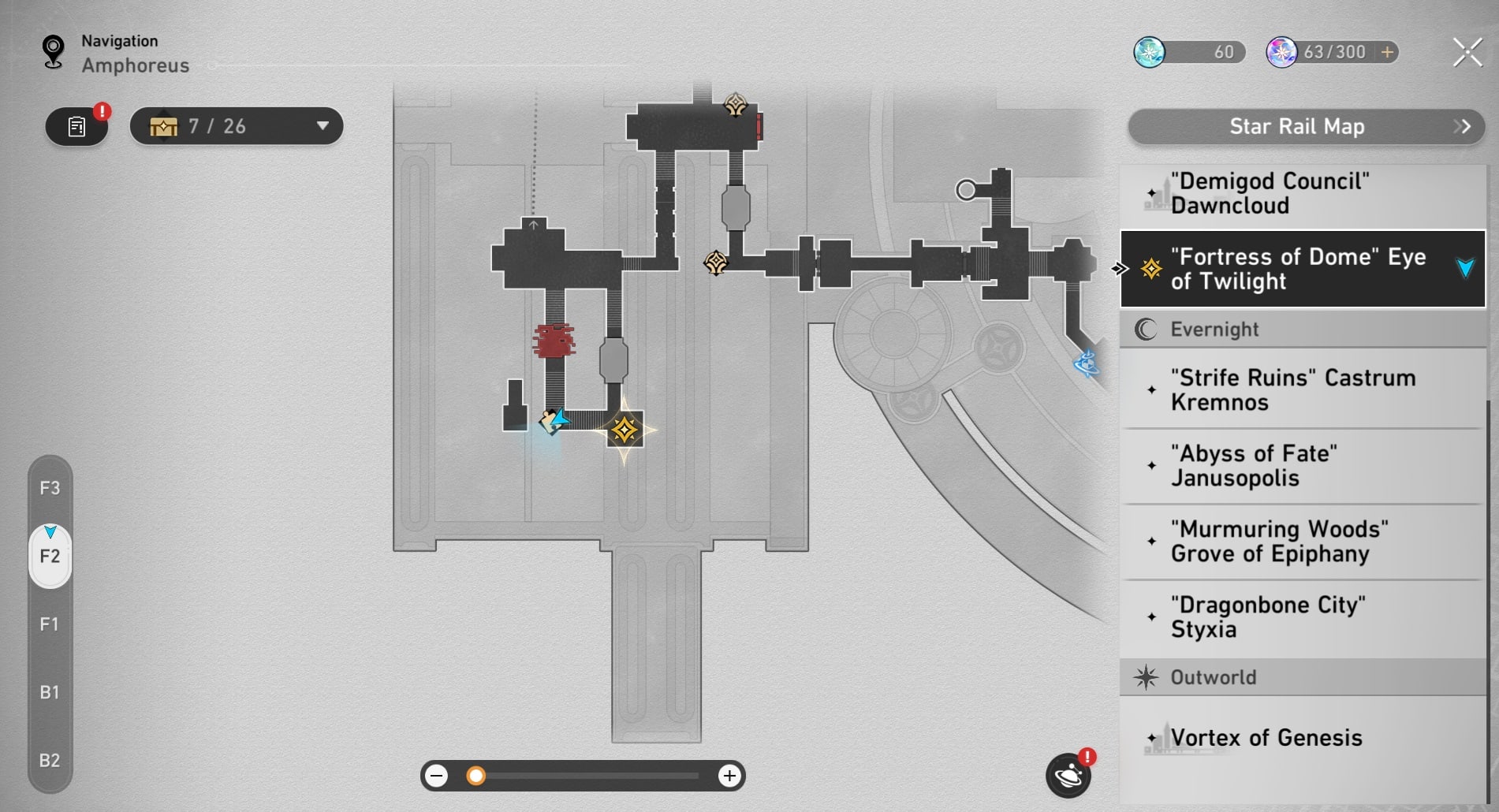 Honkai: Star Rail map screenshot.