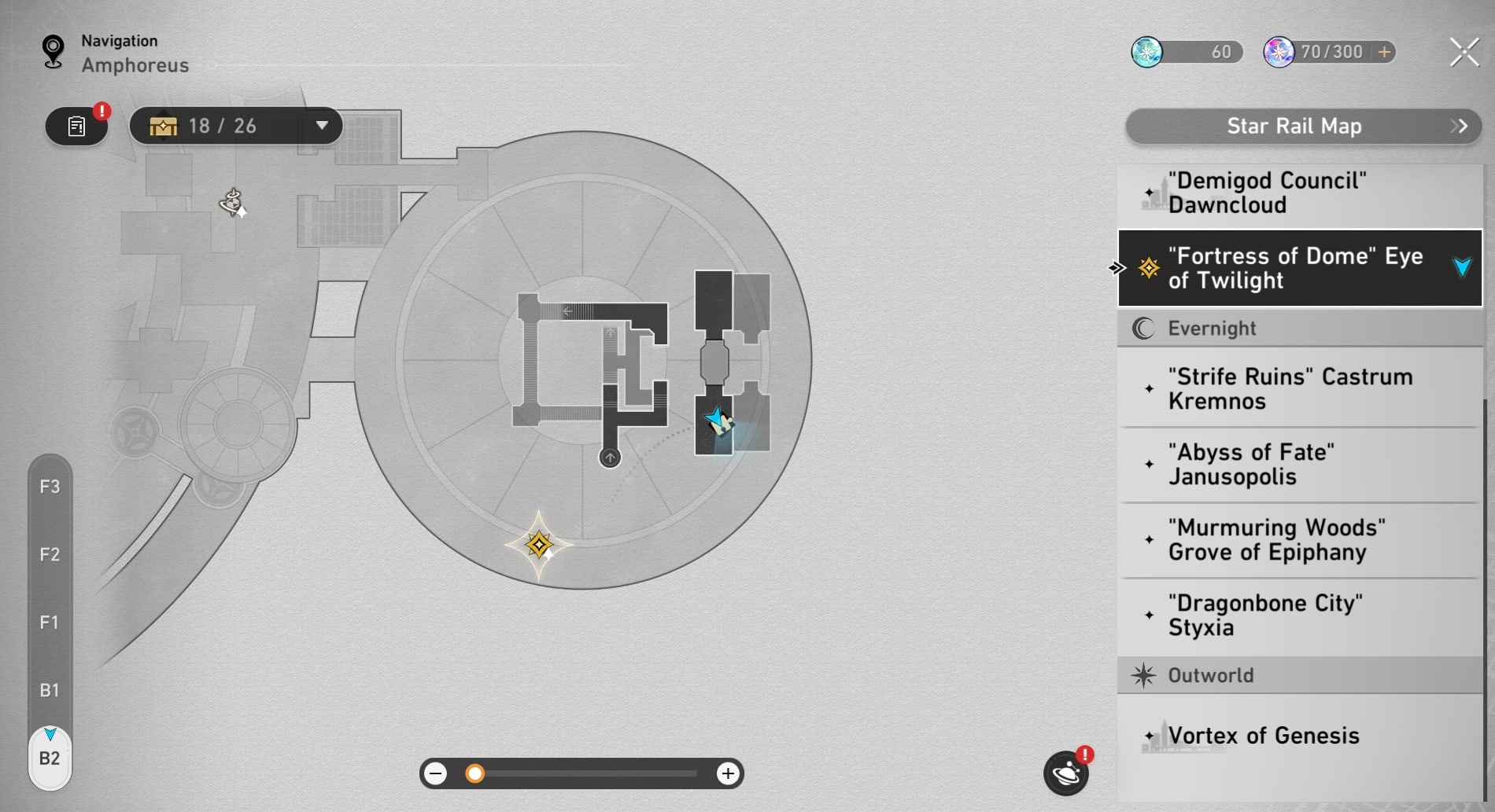 Honkai: Star Rail map screenshot.