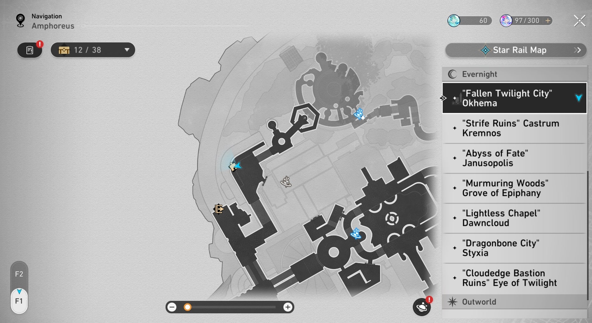 Honkai: Star Rail map screenshot.