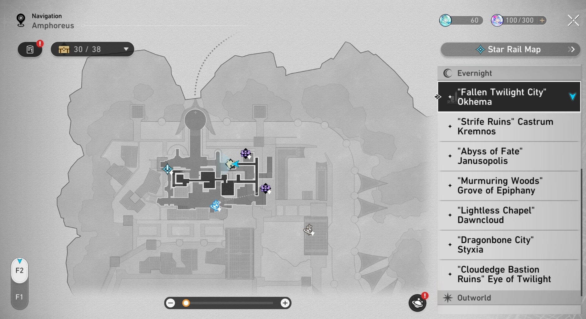 Honkai: Star Rail map screenshot.