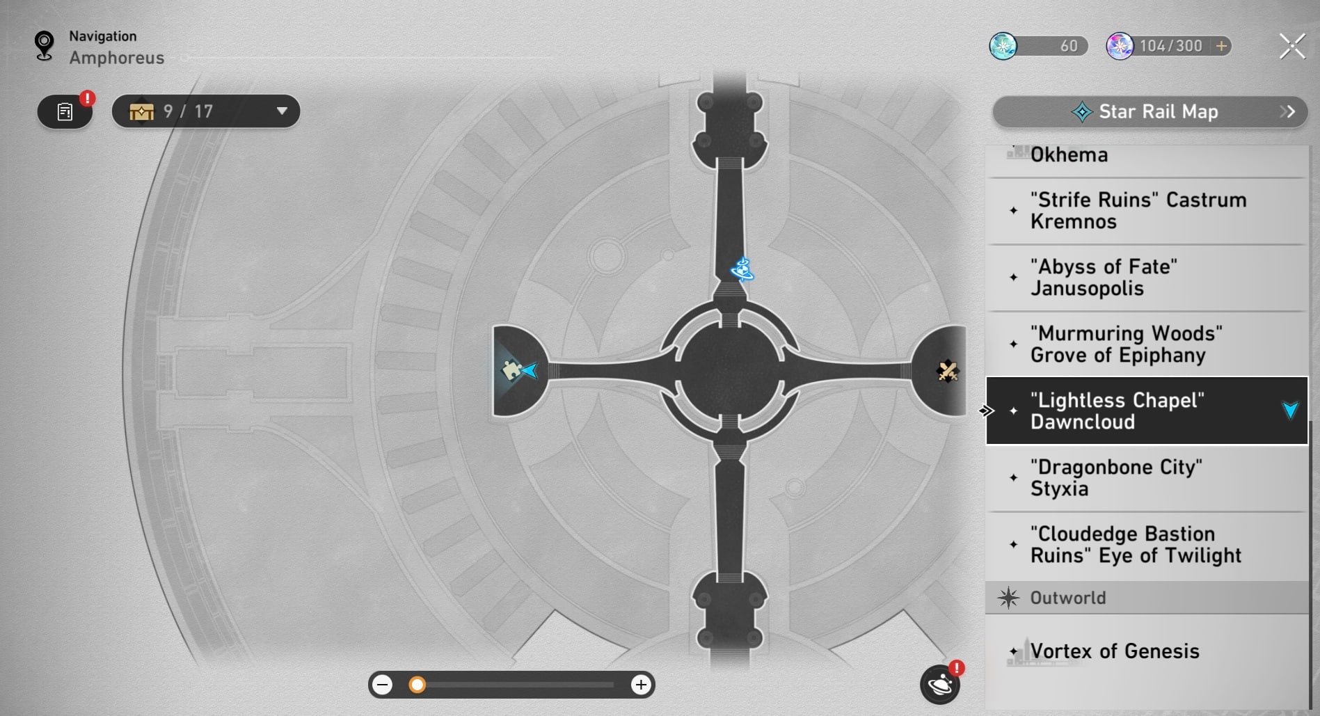 Honkai: Star Rail map screenshot.