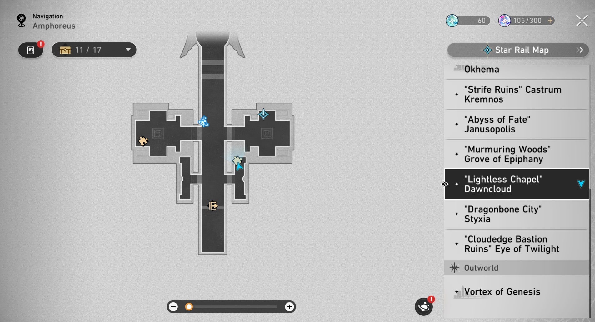 Honkai: Star Rail map screenshot.