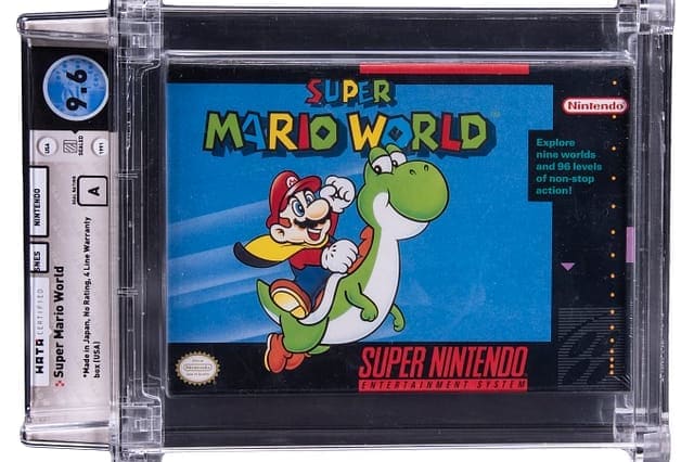 A sealed copy of Super Mario World graded at a 9.6/10