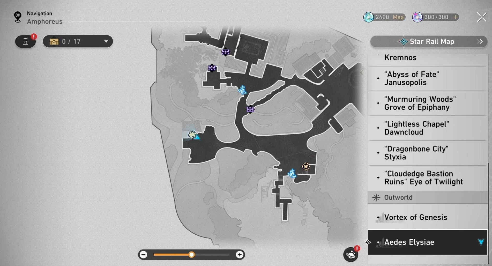 Honkai: Star Rail Aedes Elysiae map showing the location of the first Golden Scapegoat.