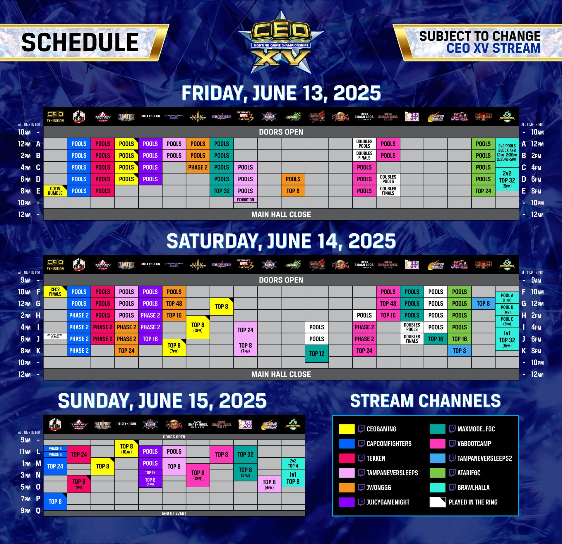 CEO Game Schedule