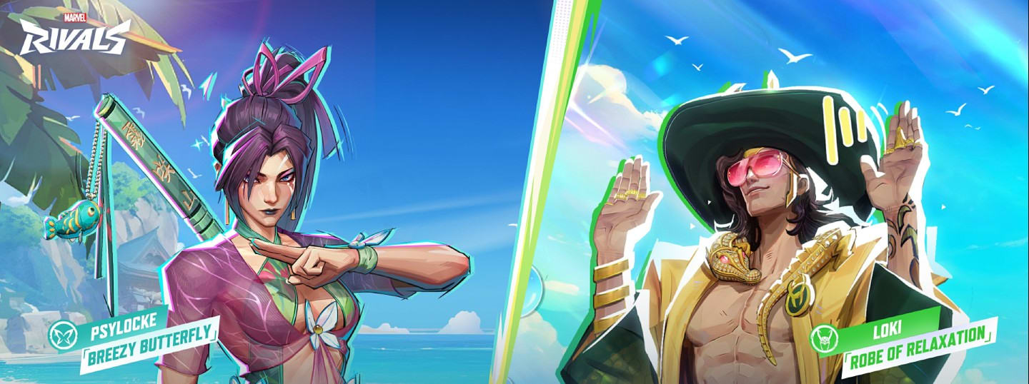 Loki and Psylocke Summer Swimsuit Skins Marvel Rivals 2025