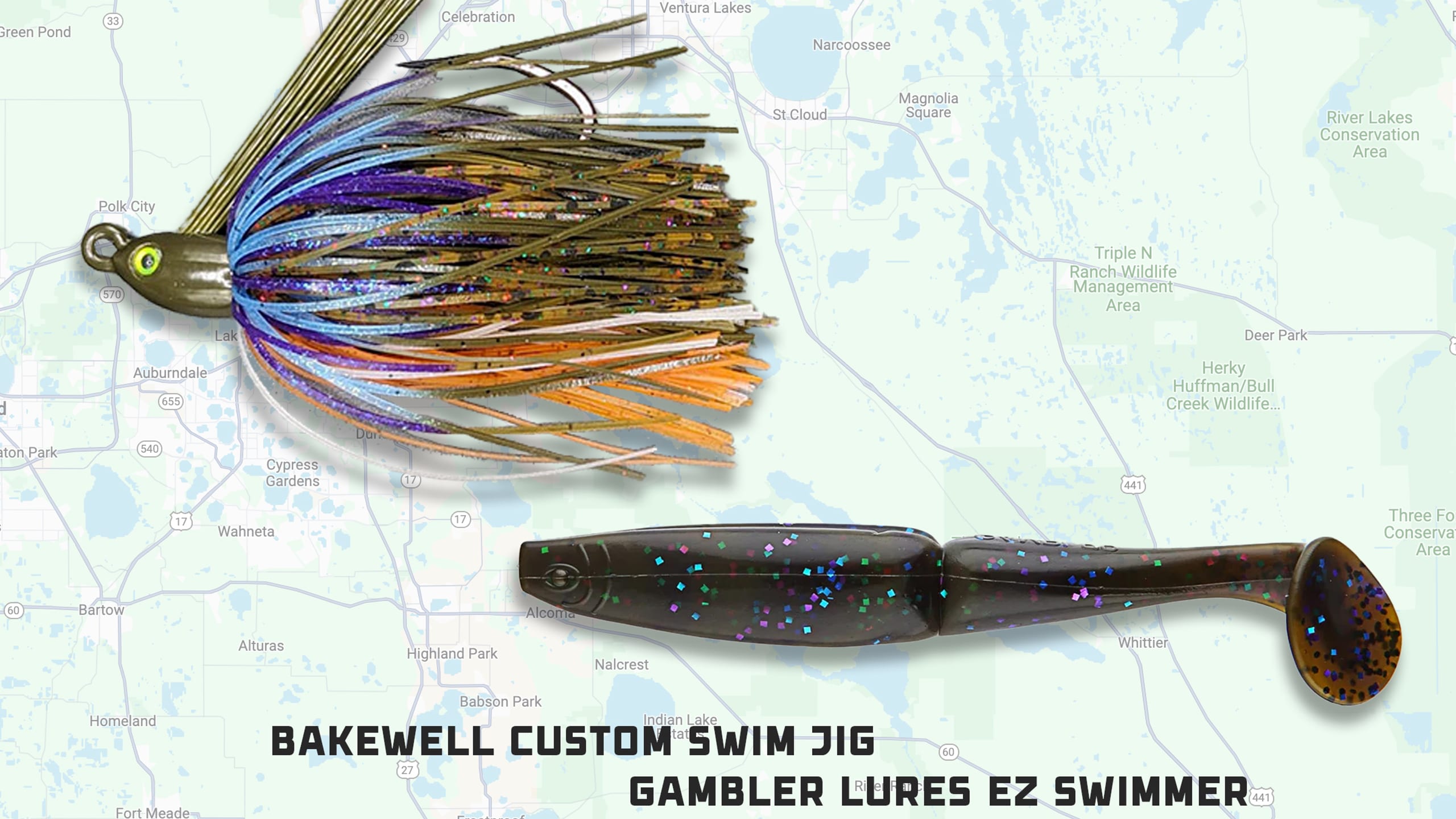 The Bakewell Custom Swim Jig is a perfect match for the Gambler Lures EZ Swimmer