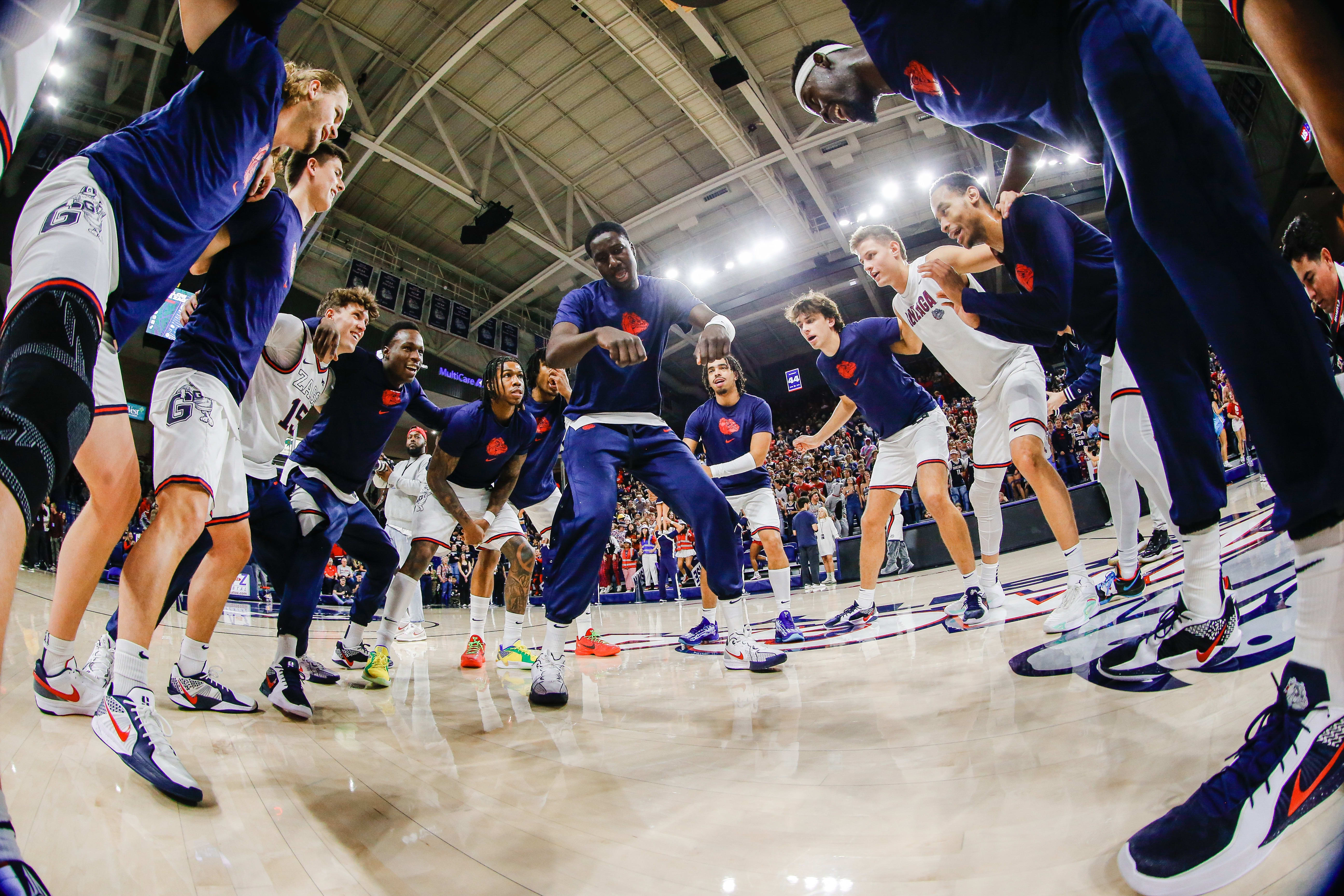 Gonzaga freshman Ismaila Diagne dancing before matchup against Arizona State on Nov. 10, 2024. 