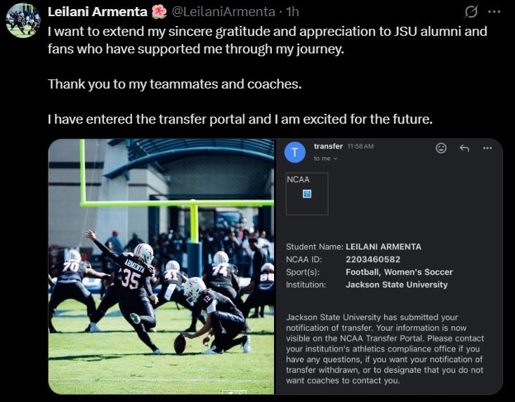 Leilani Armenta Enters The NCAA Transfer Portal Leilani Armenta Enters The NCAA Transfer Portal