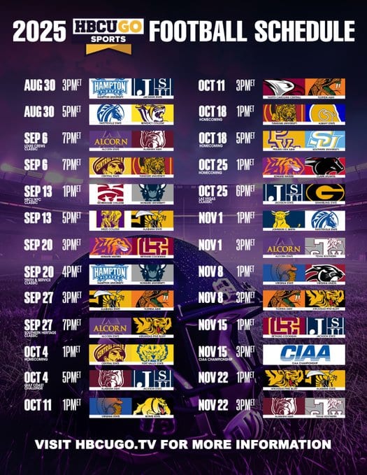 2025 HBCU GO FOOTBALL SCHEDULE
