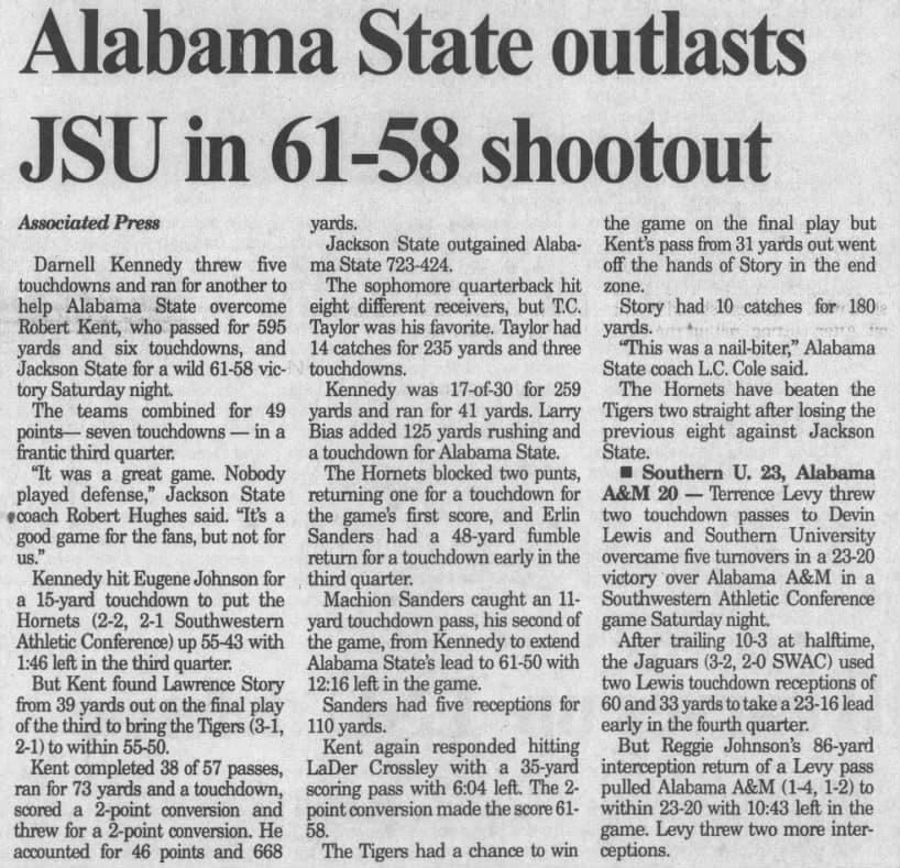 AP Press Clipping Reporting on the EPIC ASU vs JSU game. AP Press Clipping Reporting on the EPIC ASU vs JSU game.