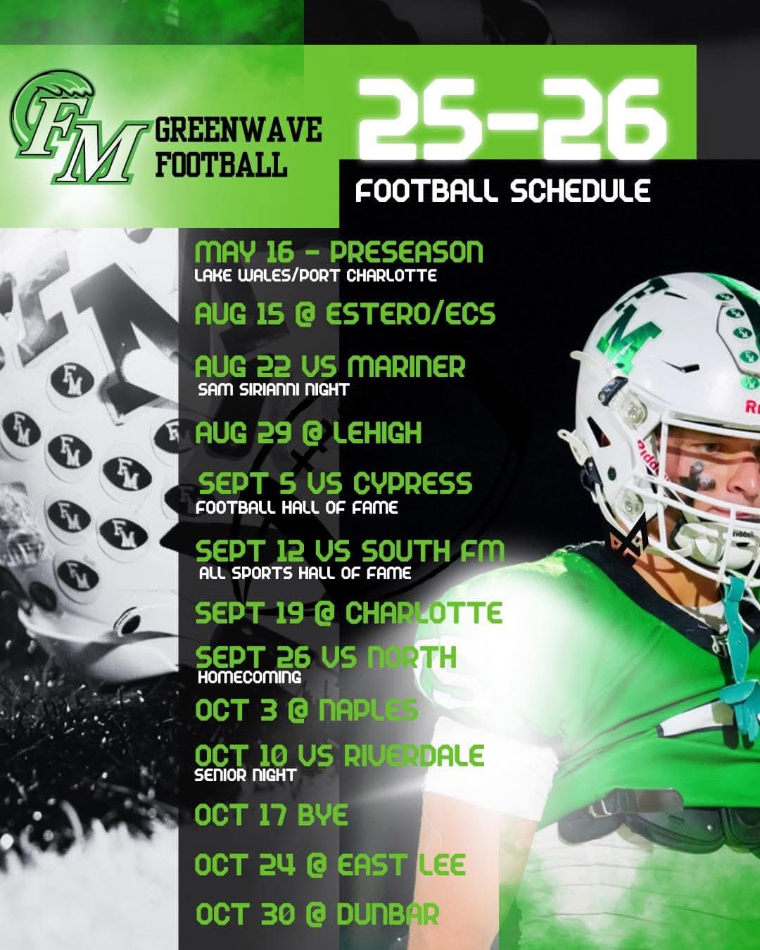 Fort Myers Green Wave recently released their 2025 football schedule 