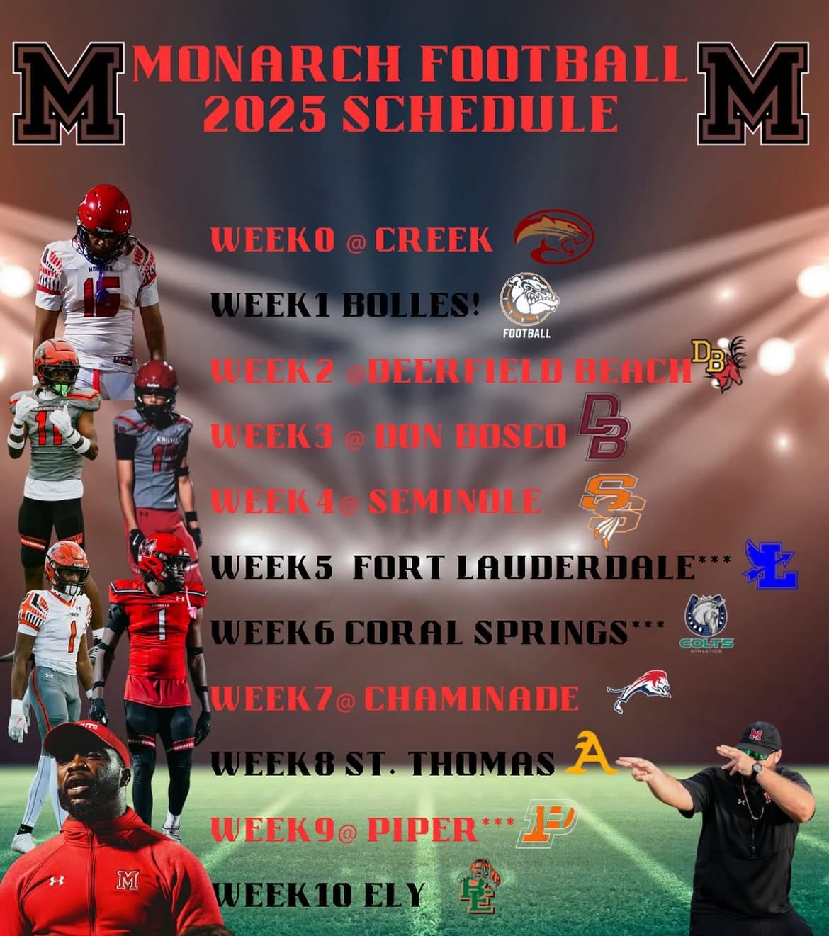 Monarch Knights released their 2025 high school football schedule