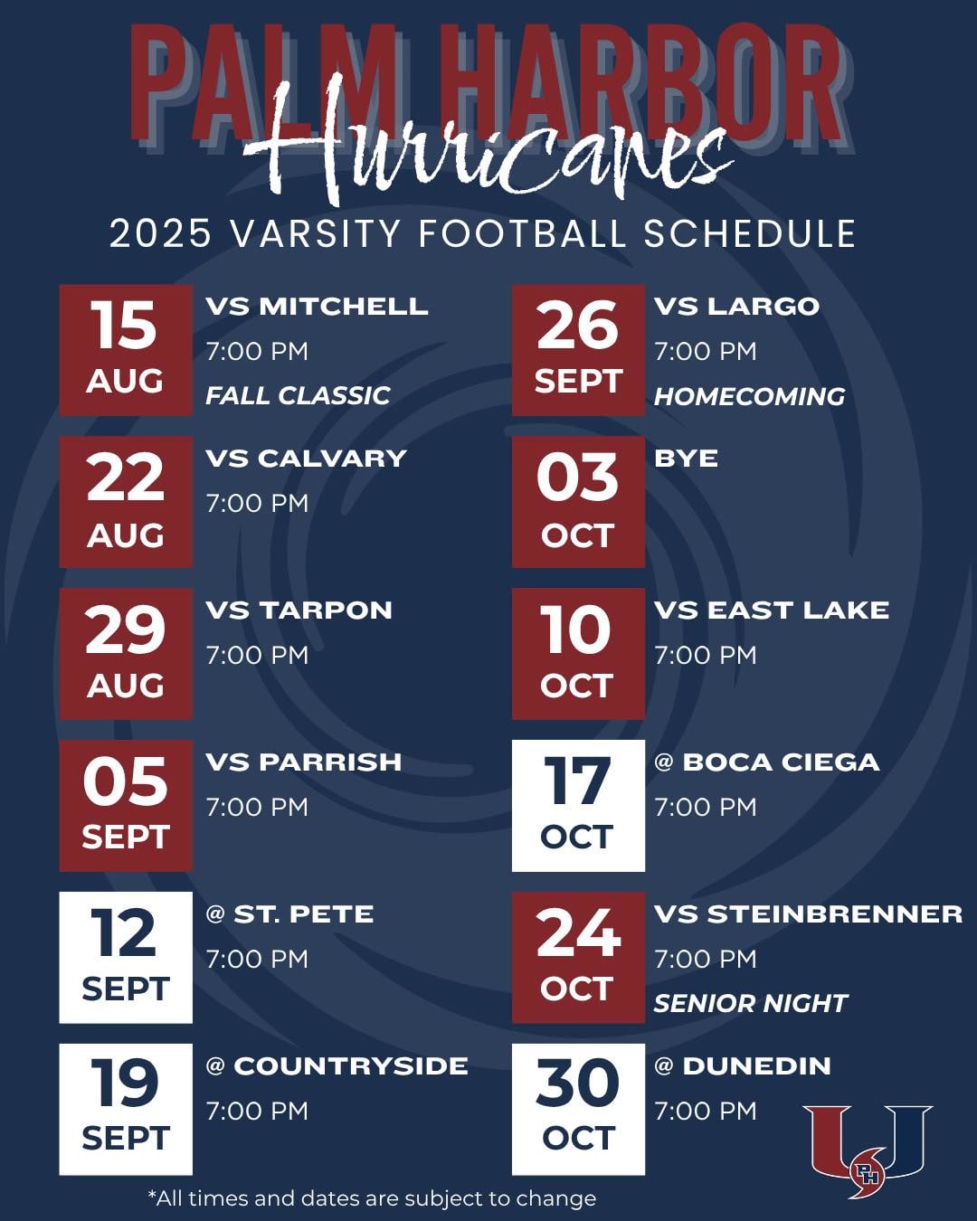 Palm Harbor University Hurricanes Football 