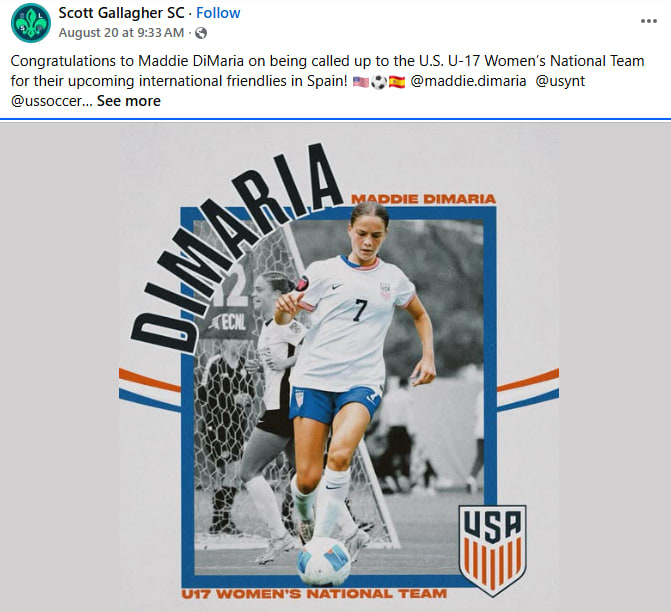 Maddie DiMaria Cor Jesu soccer Scott Gallagher SC