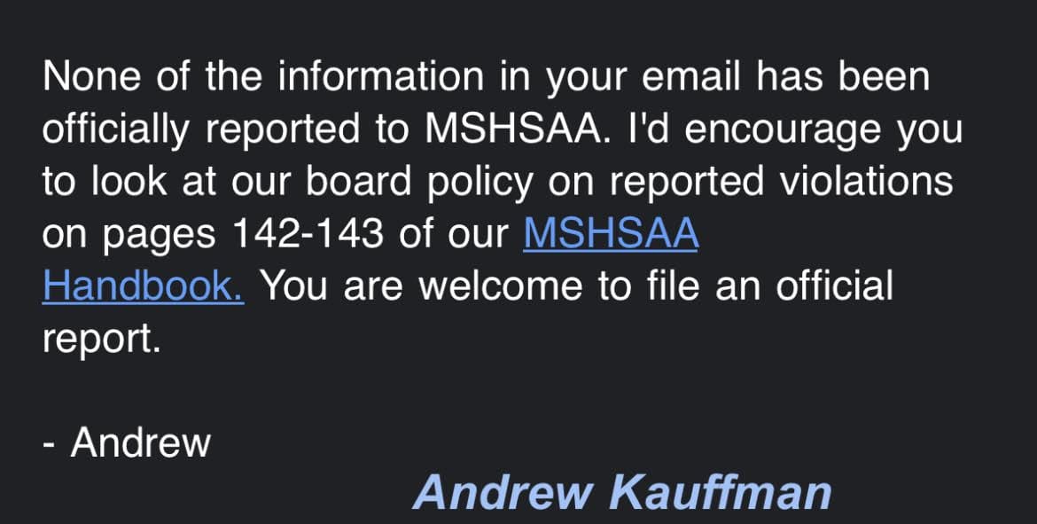 Email from MSHSAA