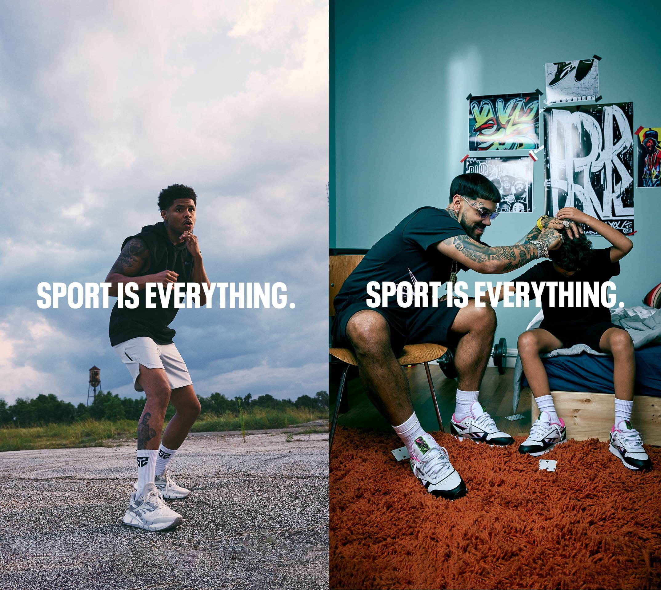 Shakur Stevenson and Anuel AA in a Reebok photo shoot.