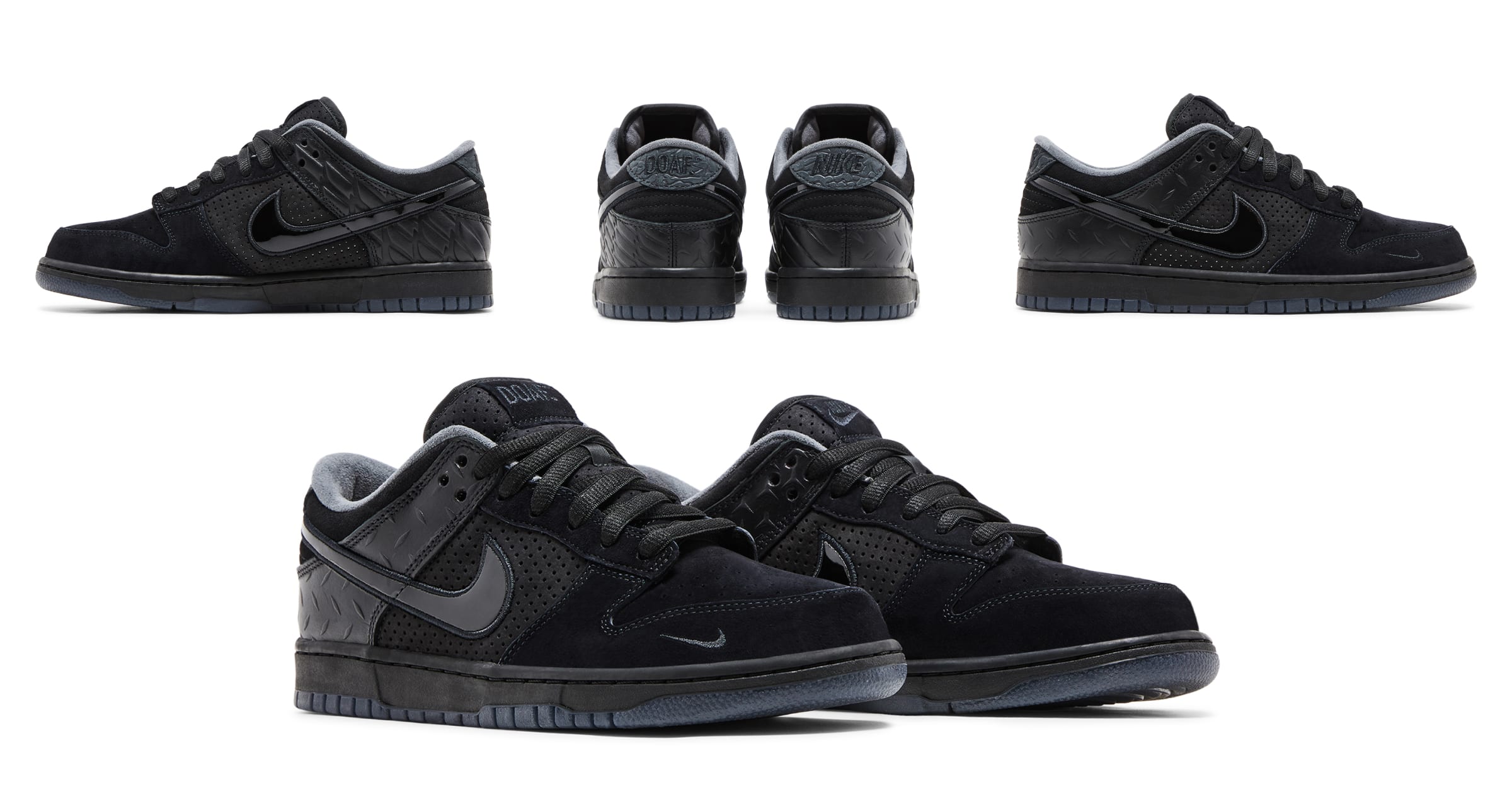 Black Nike Dunk Low sneakers.