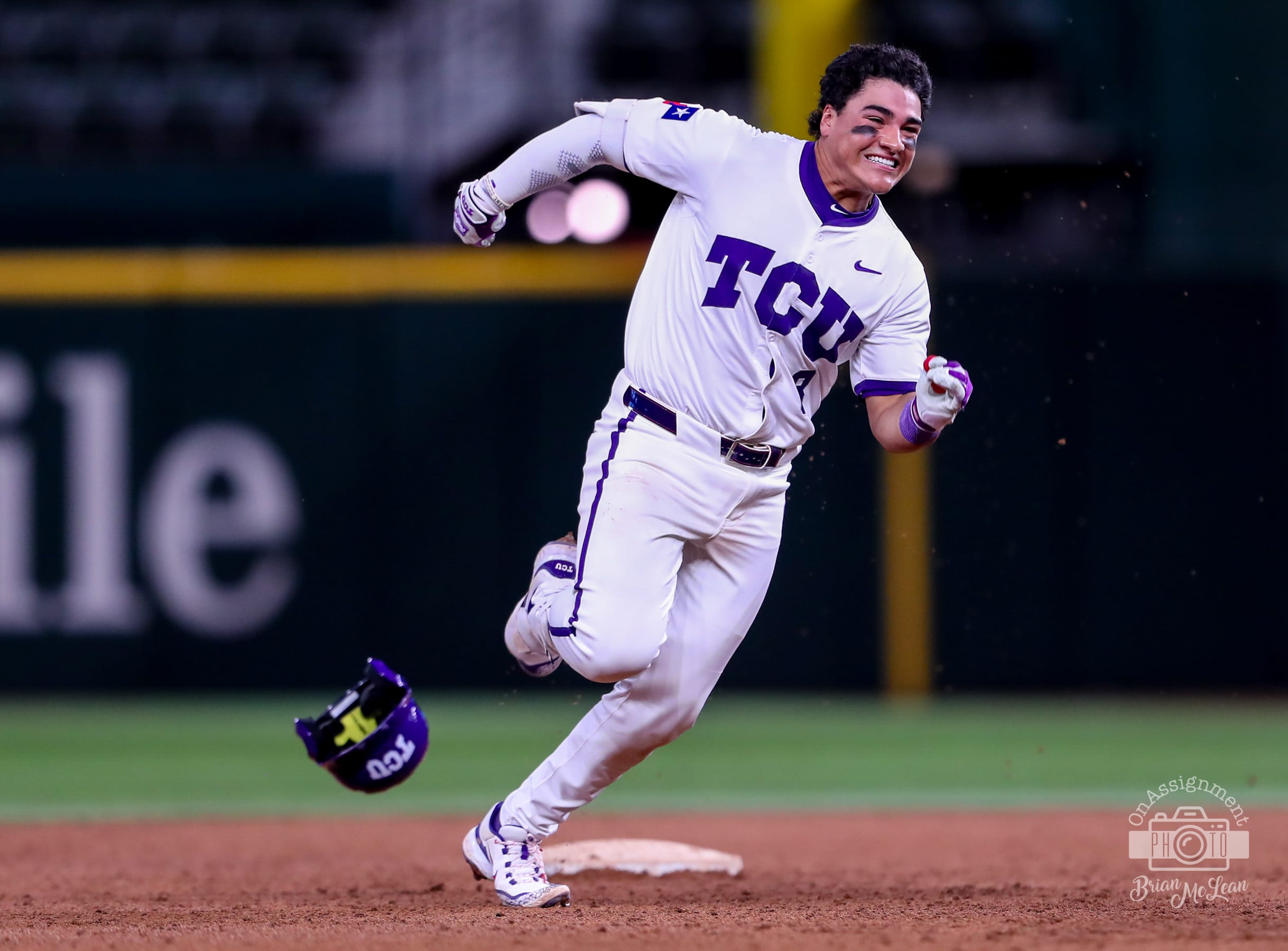 Isaac Cadena on his way to third with a one-out triple in the sixth inning.