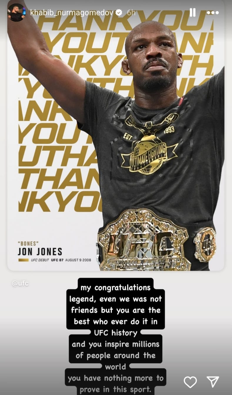 Khabib Nurmagomedov's message to Jon Jones.